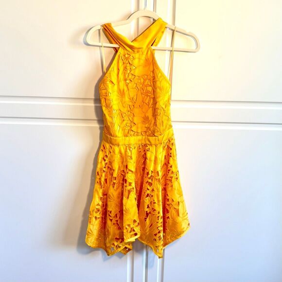 NWT Ramy Brook Leyla halter neck mini Dress in Marigold Size S - Picture 2 of 8